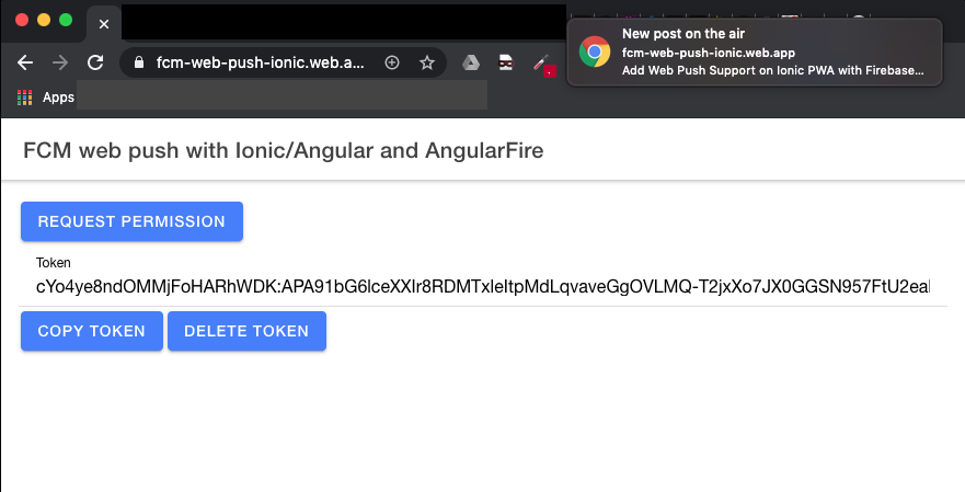 Firebase Web Push with Ionic